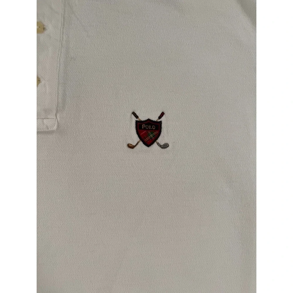 Vintage Polo Ralph Lauren Polo Shirt Men XL White Golf‎ Crest Logo Made In USA